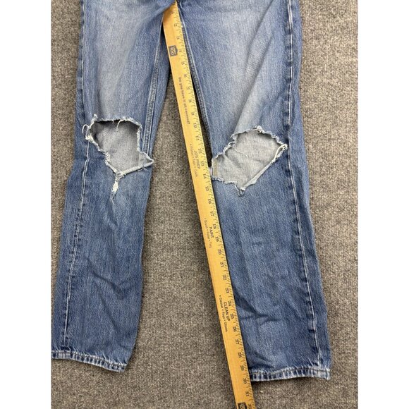 Levis Jeans Womens 24 Blue Low Pro Straight Distressed Ripped Denim Jeans - Picture 5 of 9